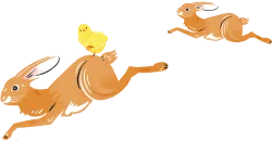 飛ぶうさぎとひよこ