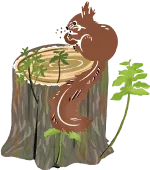 切り株とリス